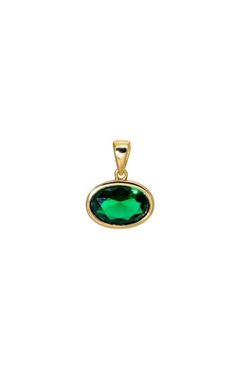 BY ADINA EDEN CZ Oval Bezel Charm, Main, color, Emerald Green - 12 Mm
