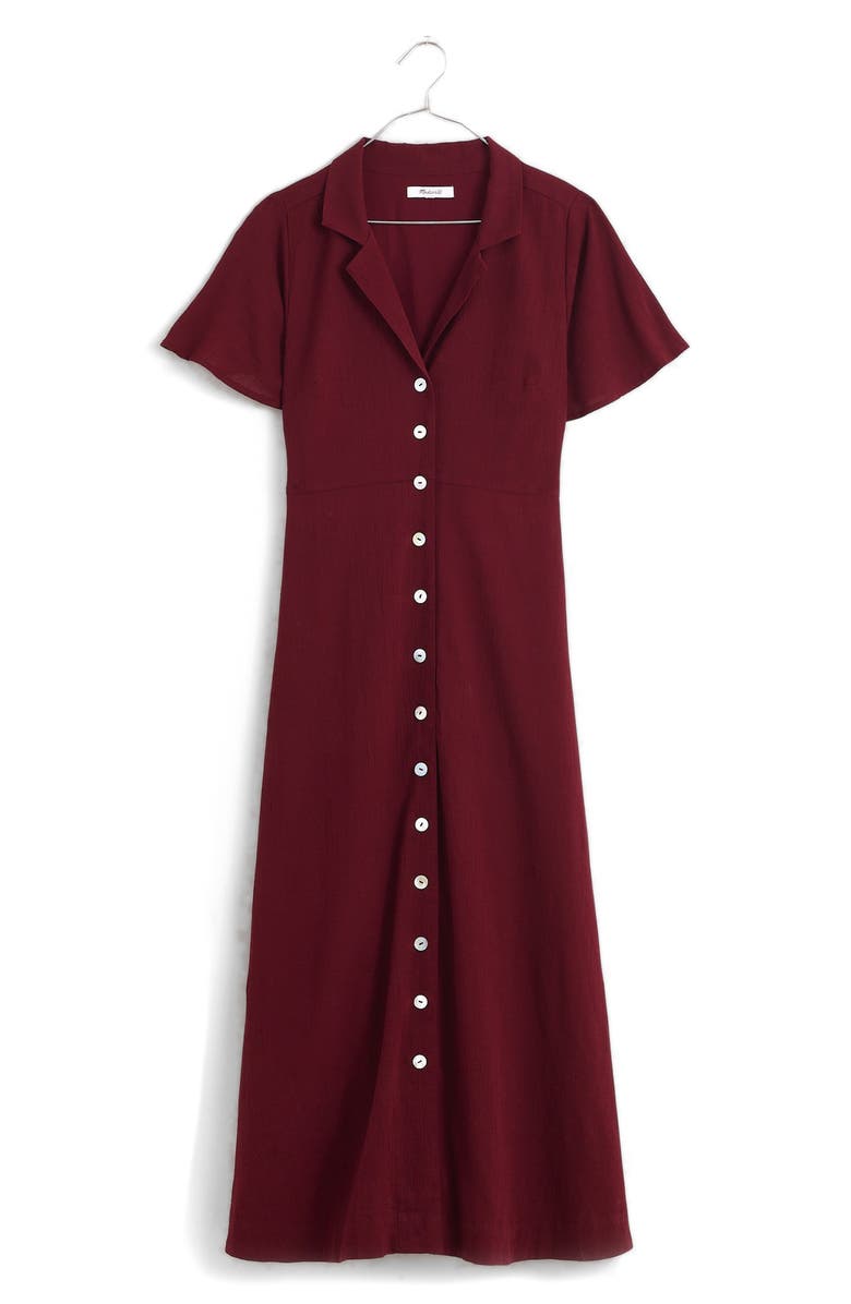 Madewell Crinkle Cotton Button-Front Midi Dress, Alternate, color,
