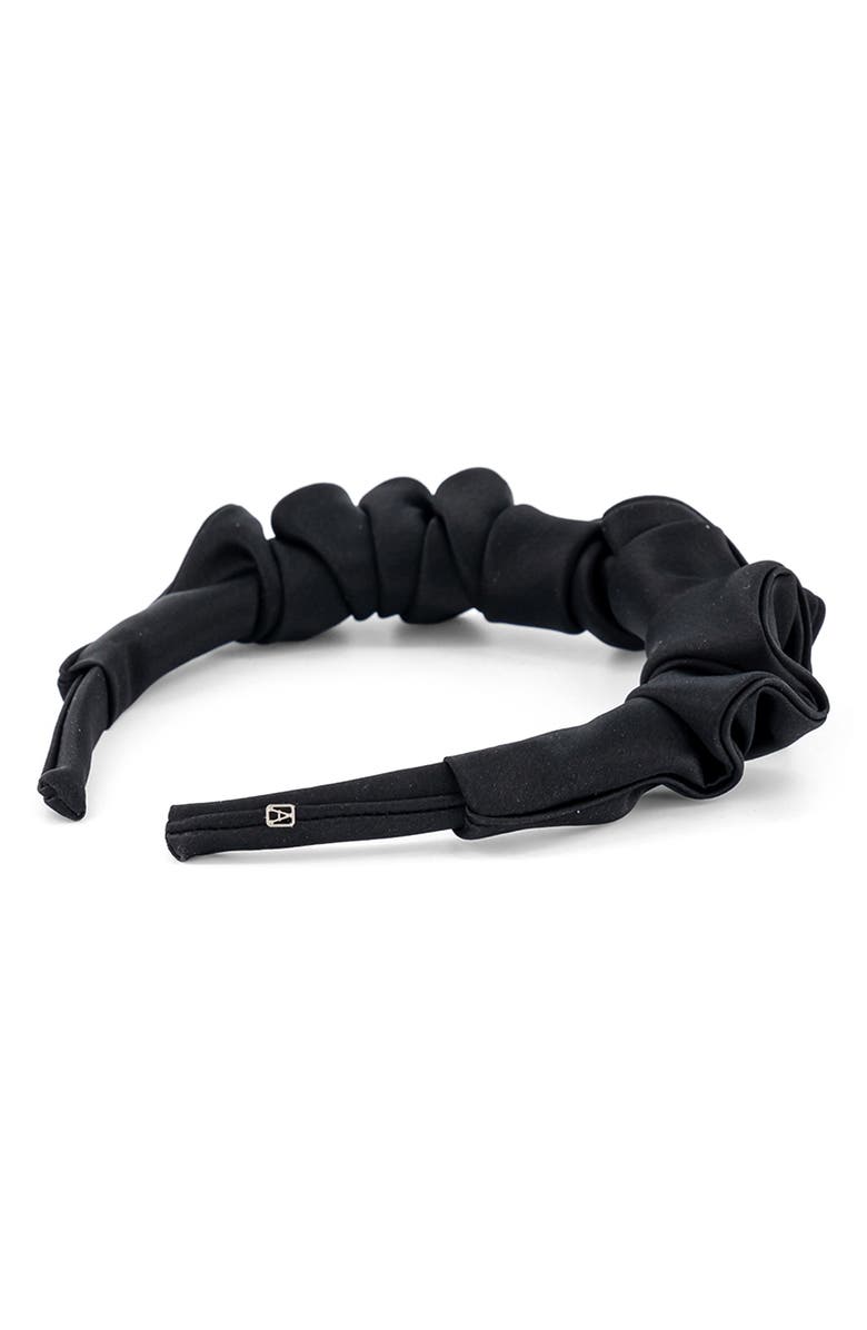 Alexandre de Paris Gathered Satin Headband, Alternate, color, Black