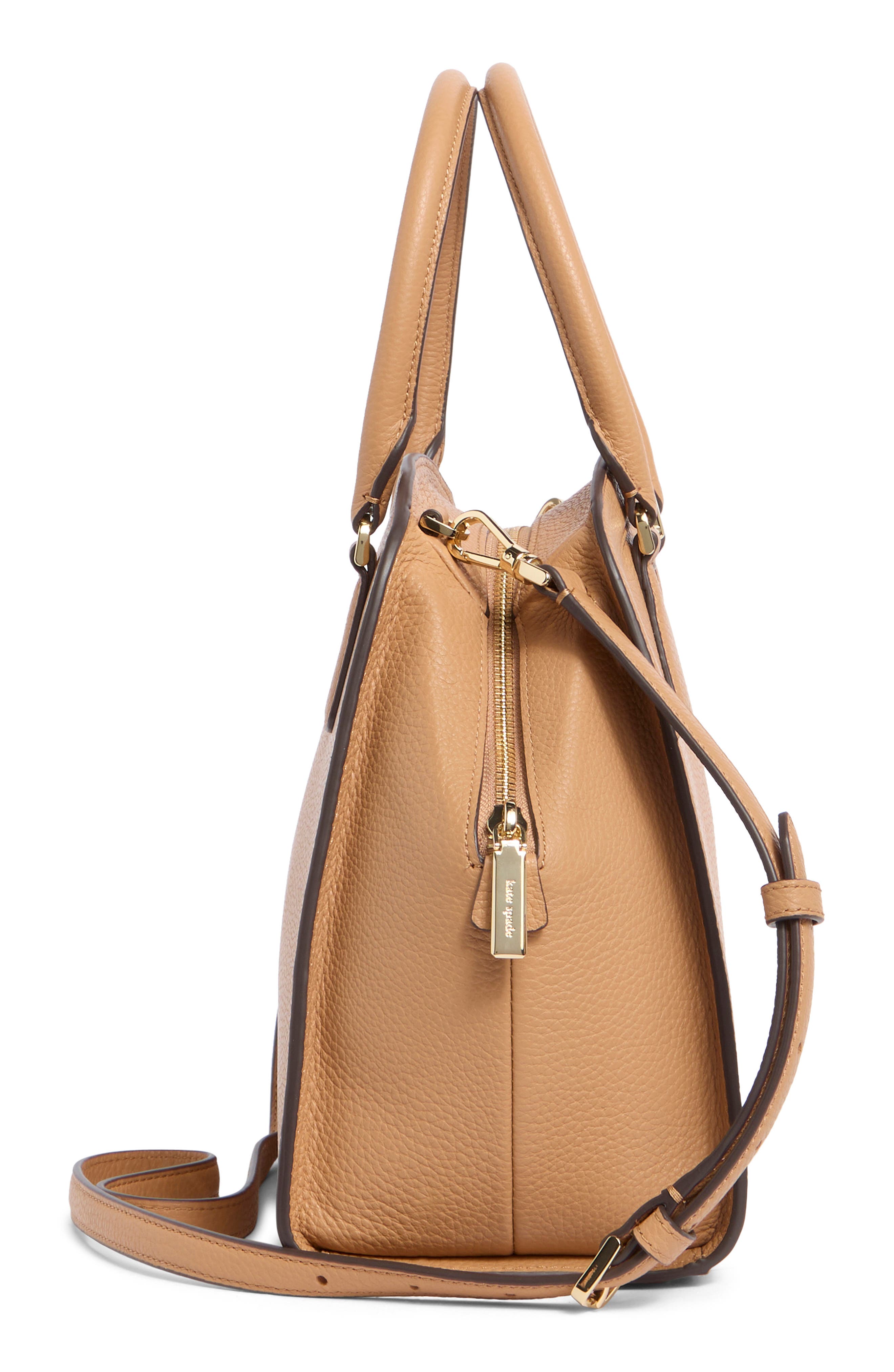 Kate Spade New York kyla pebble leather satchel bag, Alternate, color, Classic Saddle