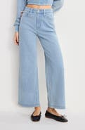 Good American Jeanius Good Skate High Waist Crop Wide Leg Jeans