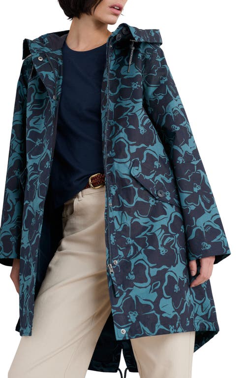 Shop Seasalt Cornwall Seafaring Waterproof Linen & Cotton Hooded Coat In Campion Bloom Dusky Jade