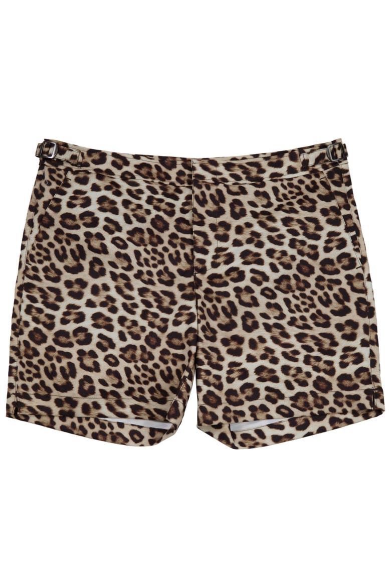 Leopard Mens Tailored Swim Short, Main, color, LEOPARD BROWN