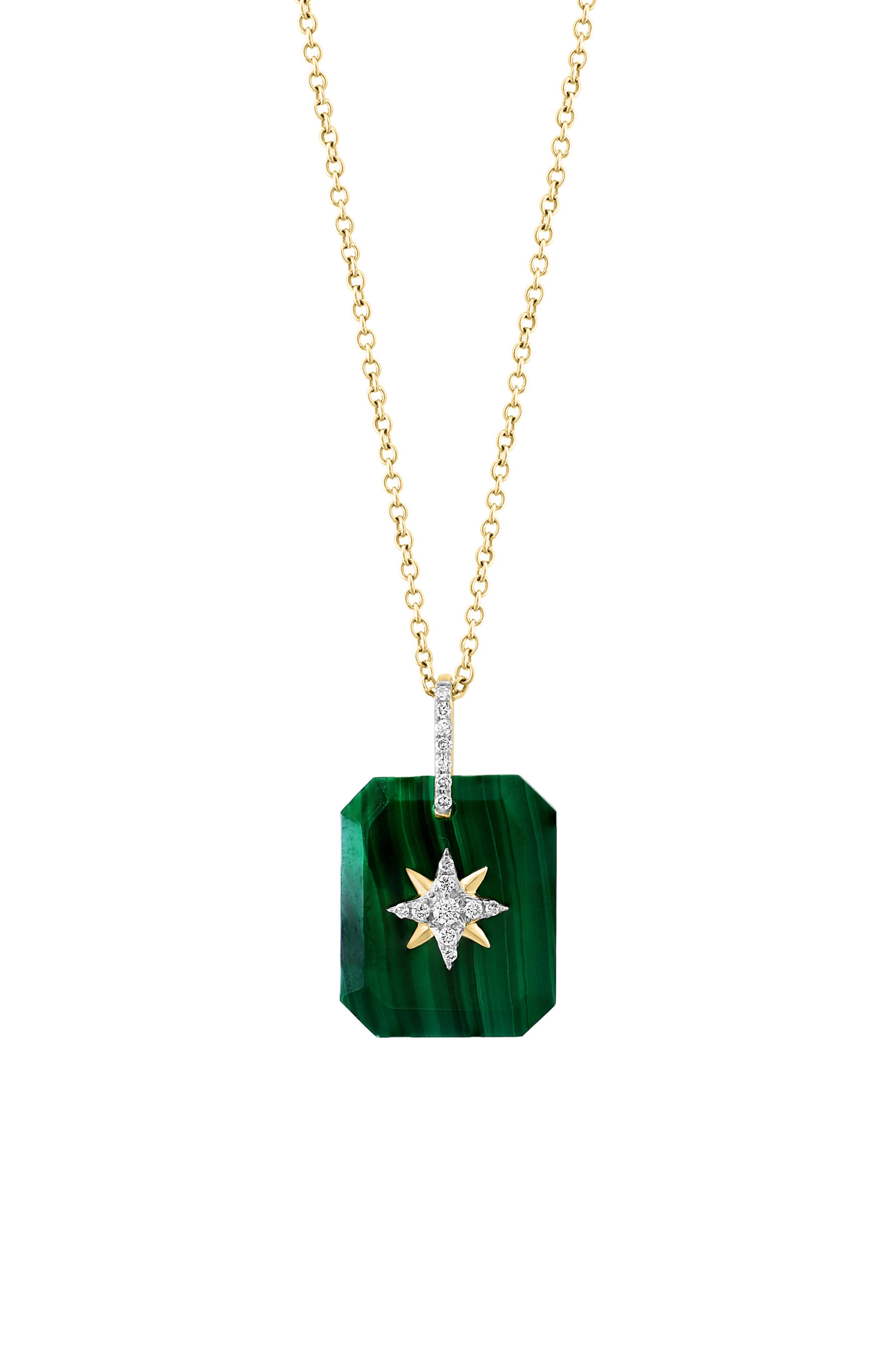 EFFY 14K Yellow Gold Malachite & Diamond Pendant Necklace
