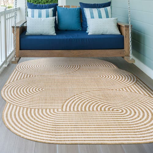 Jonathan Y Margot Modern Geometric Arch Stripe Indoor/outdoor Shaped Area Rug In Cream/natural