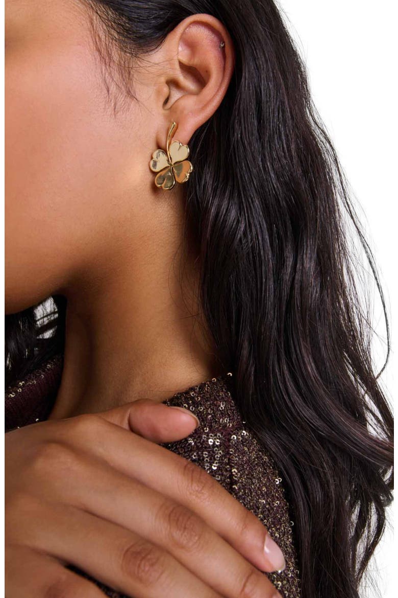 Shamrock earrings, Alternate, color, Gold