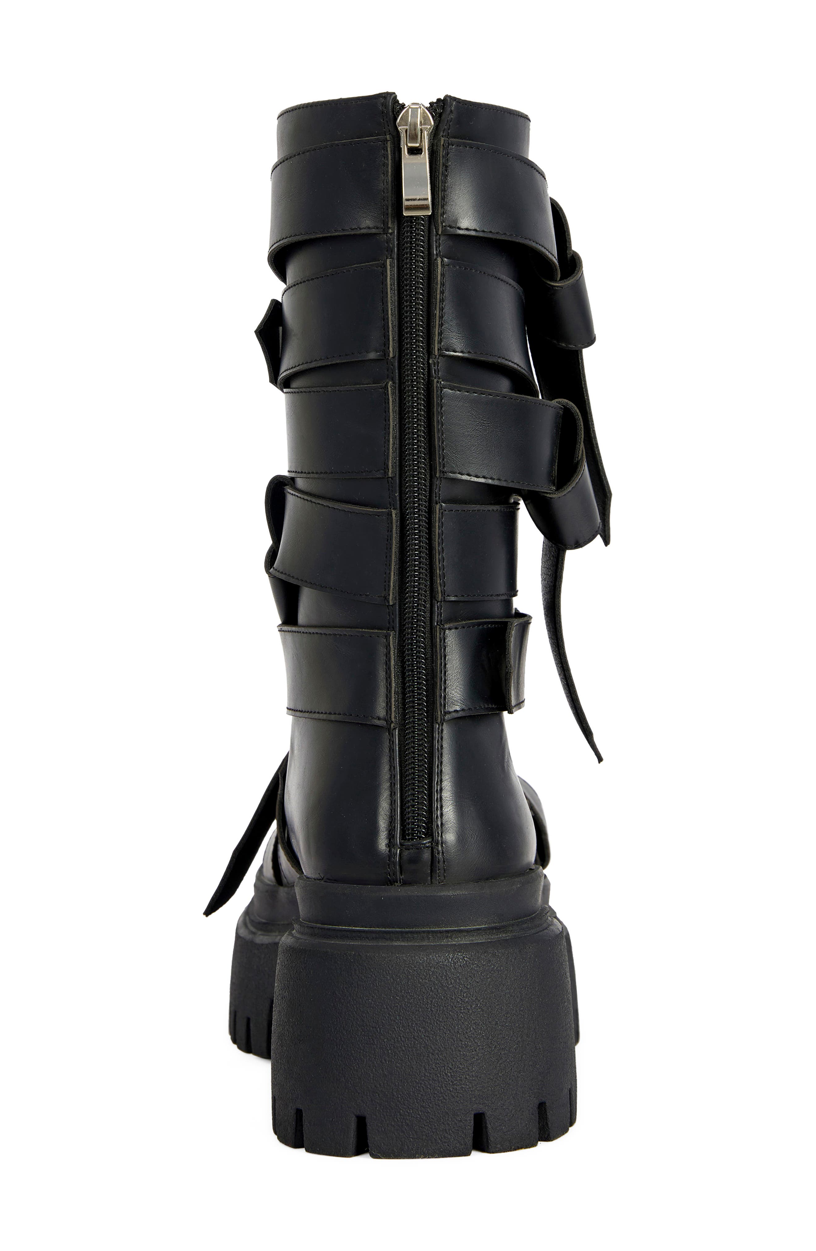 Alcetasa Faux Leather Buckle Boot, Alternate, color, BLACK