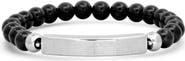 STEELTIME Men's Lava Bead & Stainless Steel Stretch ID Bracelet