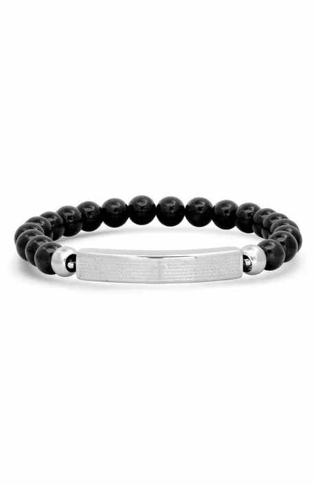 Men's Lava Bead & Stainless Steel Stretch ID Bracelet