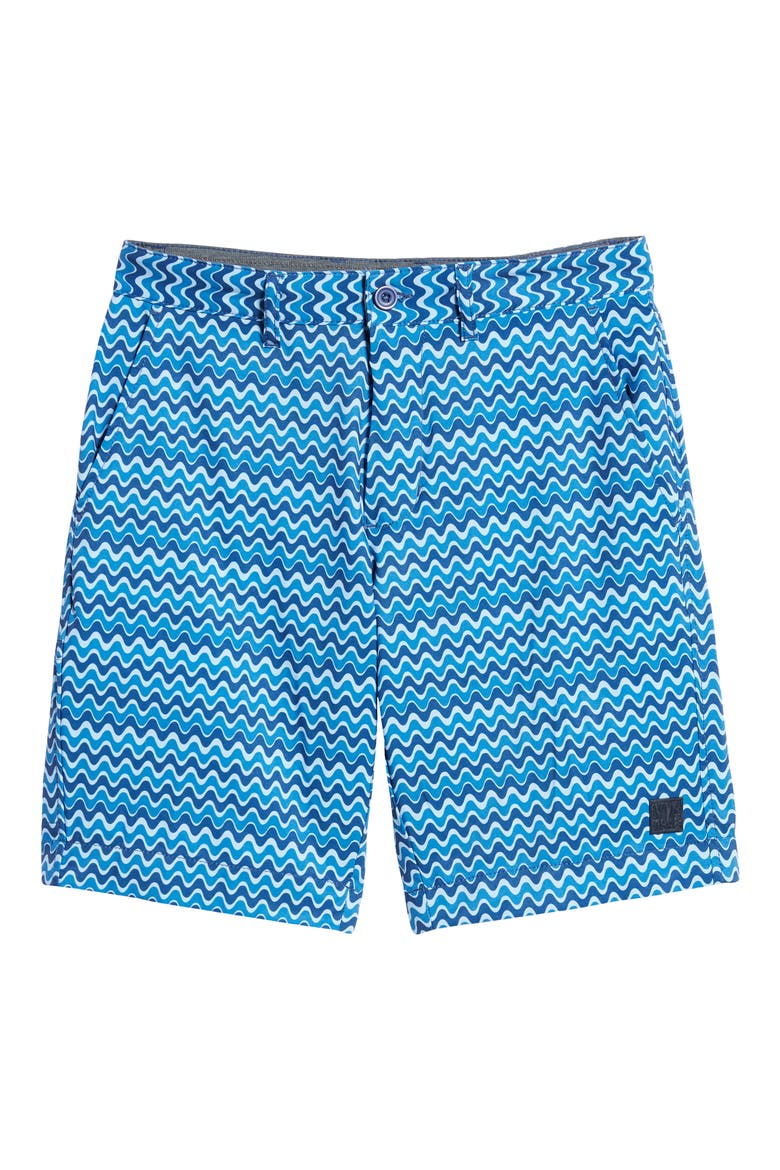 Print Golf Shorts, Alternate, color, NAVY ZIG ZAG WAVE
