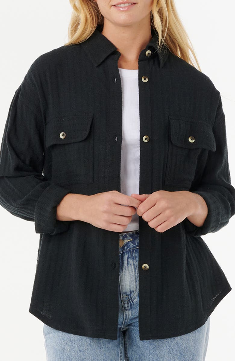 Rip Curl Oceanic Texture Cotton & Linen Shirt Jacket, Main, color, 
