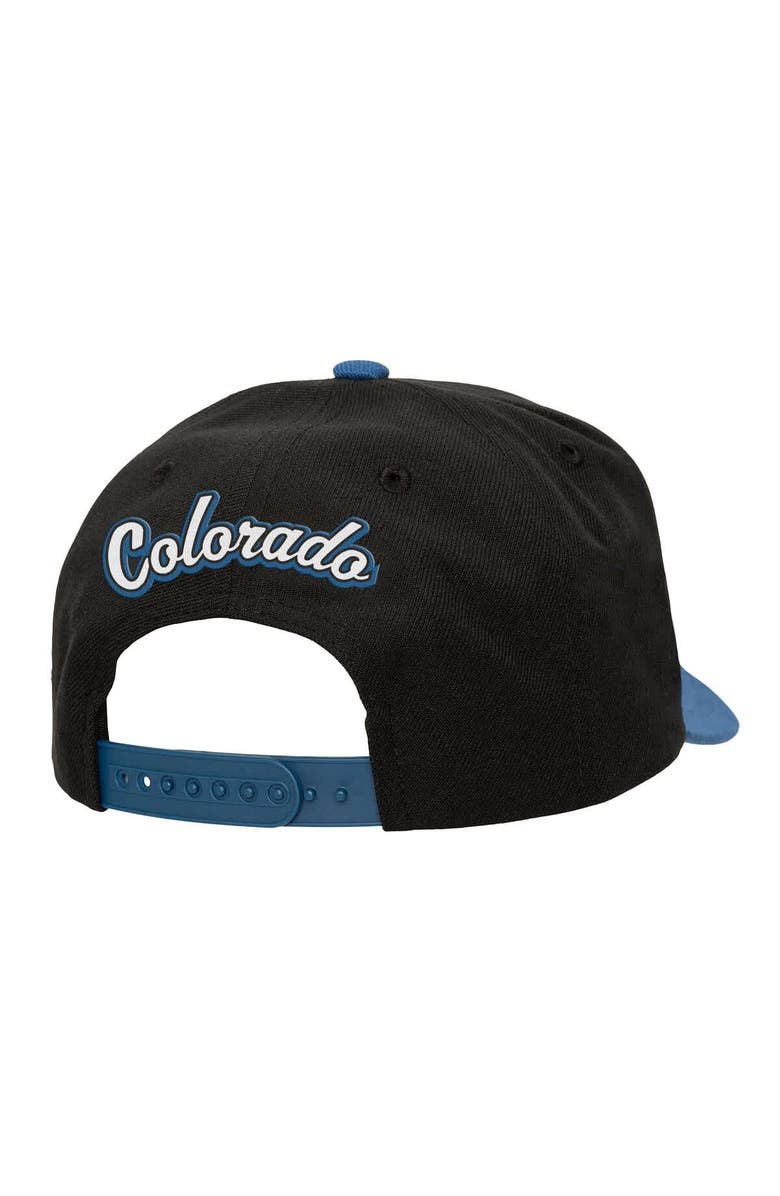 Mitchell & Ness Men's Mitchell & Ness Black/Navy Colorado Avalanche Backside Script Two-Tone Pro Crown Adjustable Hat, Alternate, color, Black