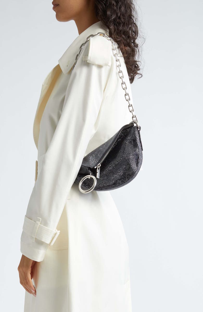 Burberry Small Knight Crystal Embellished Suede Shoulder Bag, Alternate, color,