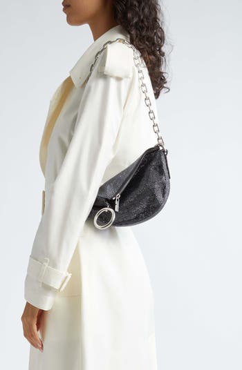 Burberry Small Knight Crystal Embellished Suede Shoulder Bag