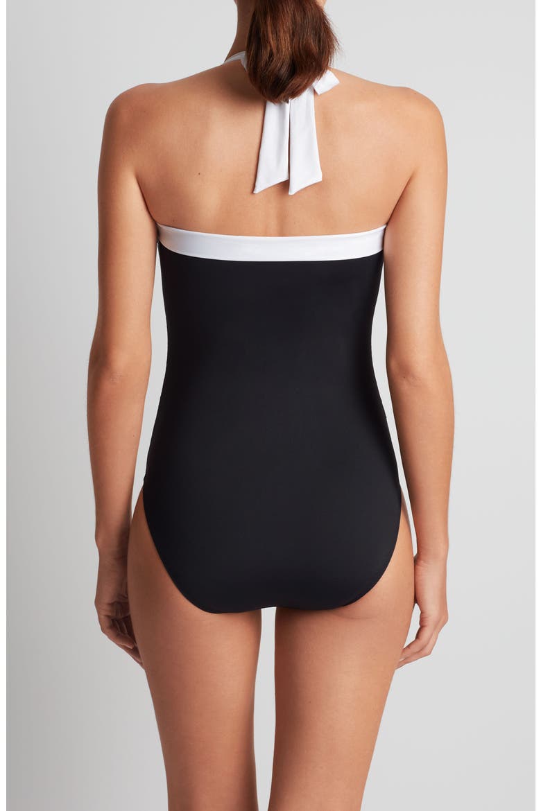Halter One-Piece Swimsuit, Alternate, color, BLACK