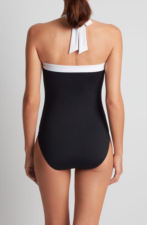 Ralph Lauren Lauren Halter One-piece Swimsuit In Black