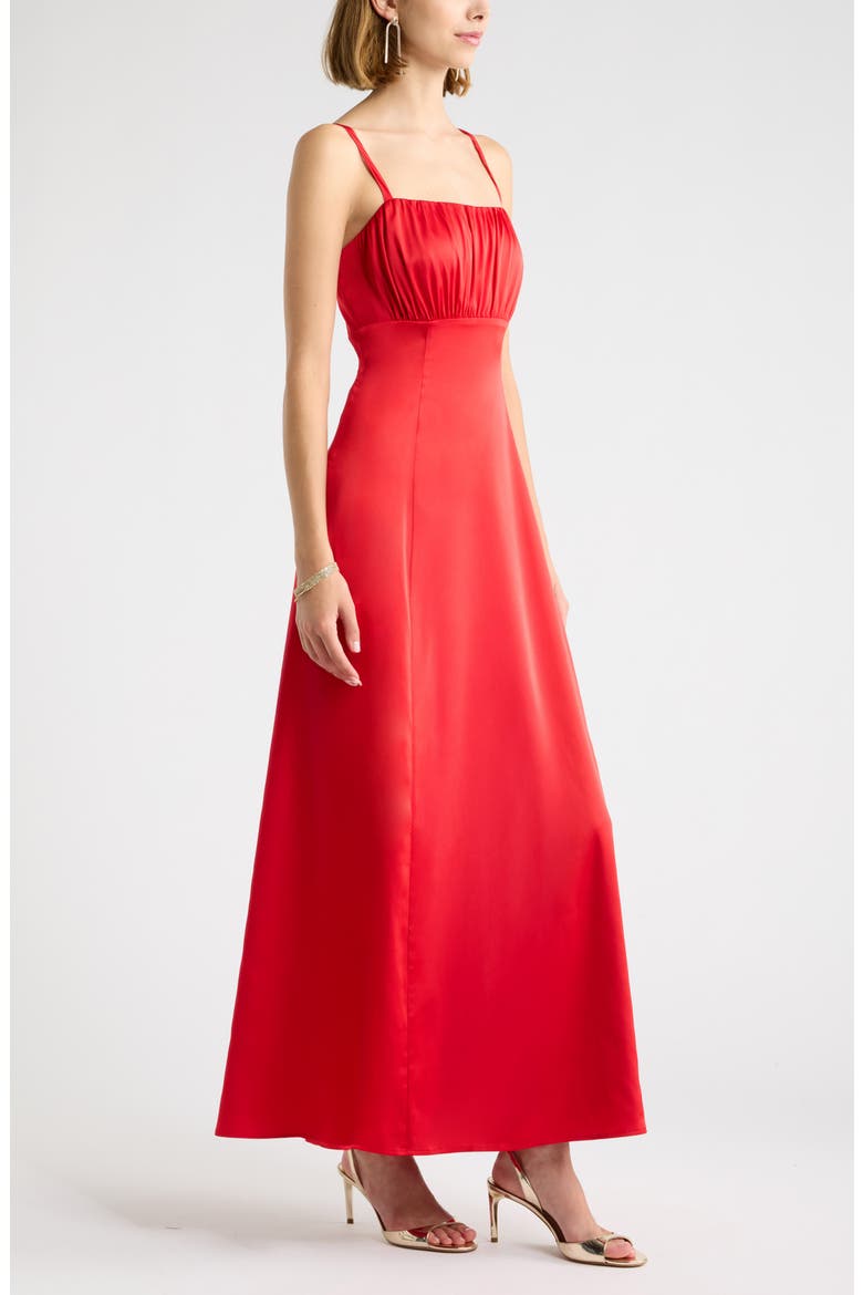Satin Cocktail Maxi Dress, Alternate, color, RED PEPPER