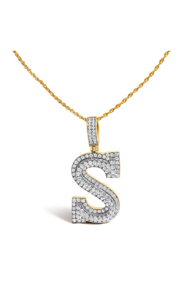 Haus of Brilliance Men's 10K Yellow Gold 1 5/8 Cttw Letter S Initial Pendant Necklace, Main, color, Yellow Gold