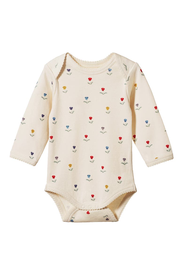 Print Long Sleeve Organic Cotton Bodysuit, Main, color, DELPHINE PRINT