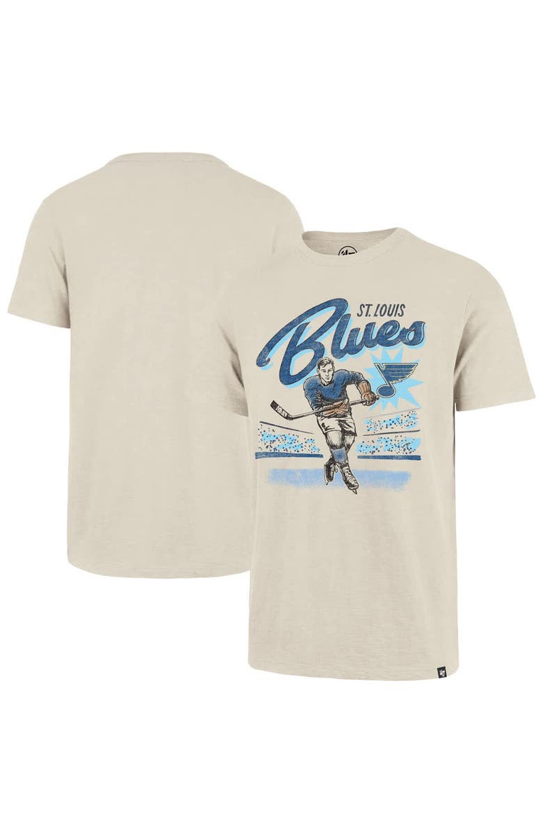 '47 Men's '47  Natural St. Louis Blues Hockey Player Golden Age Scrum T-Shirt, Main, color, 