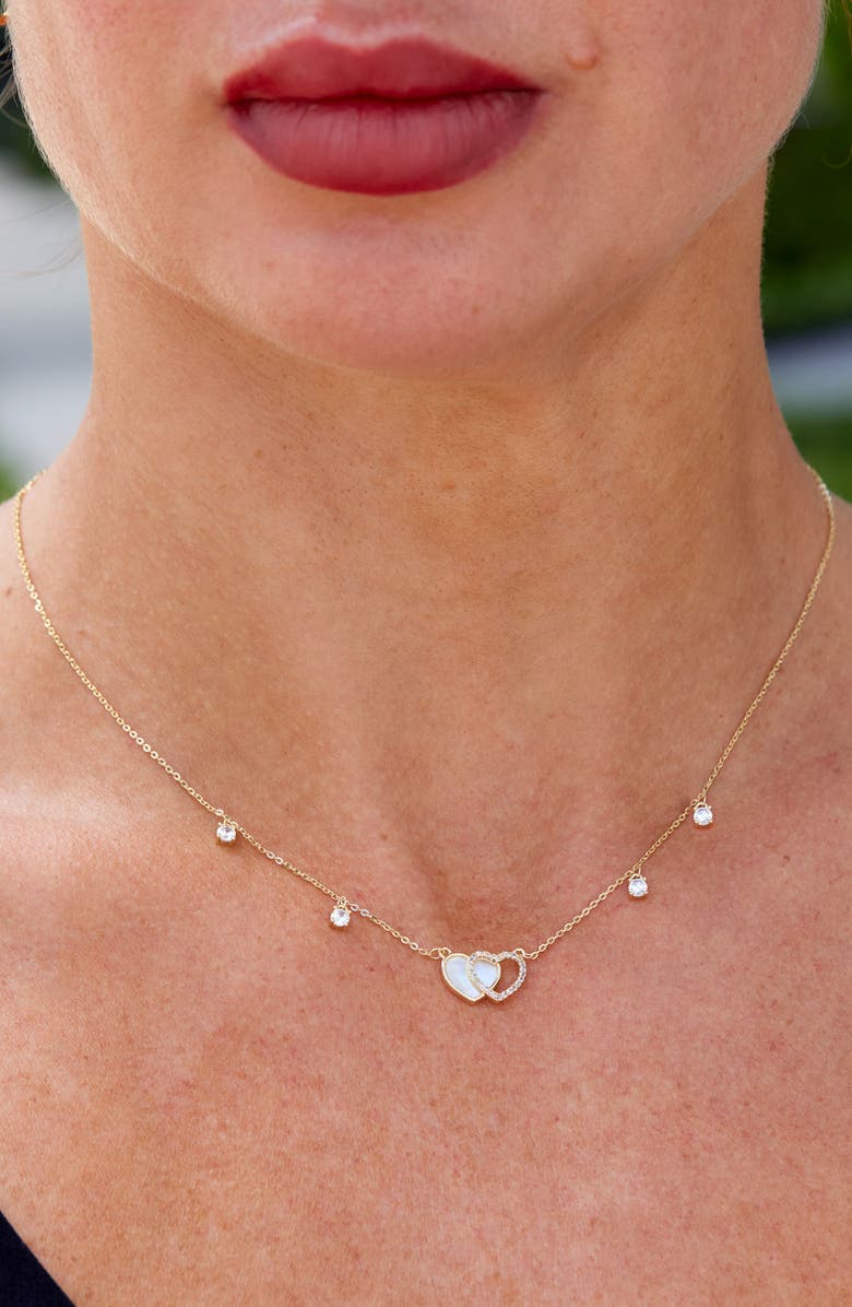 SAVVY CIE JEWELS Sweet Mother-of-Pearl & Cubic Zirconia Necklace, Alternate, color, Yellow/ Mother Of Pearl