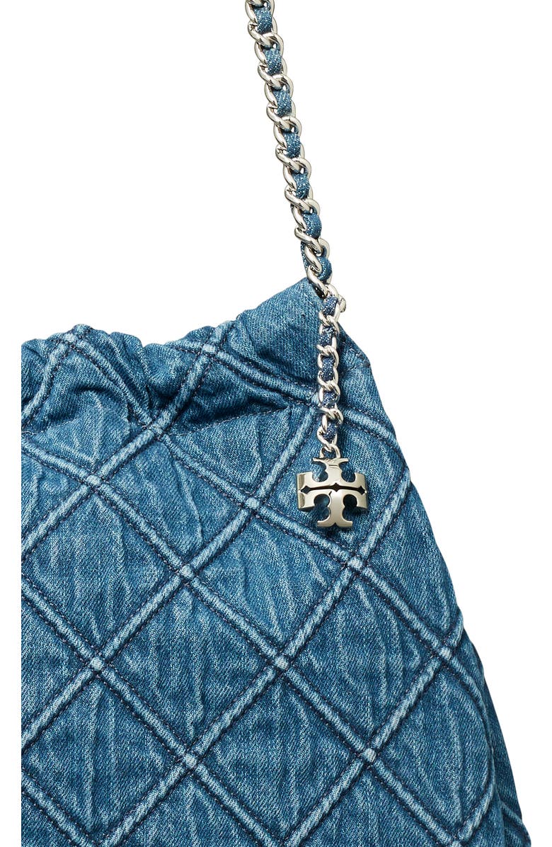 Tory Burch Fleming Soft Quilted Denim Hobo Bag, Alternate, color, Denim
