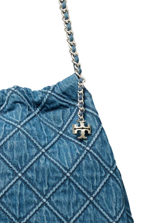 TORY BURCH TORY BURCH FLEMING SOFT QUILTED DENIM HOBO BAG