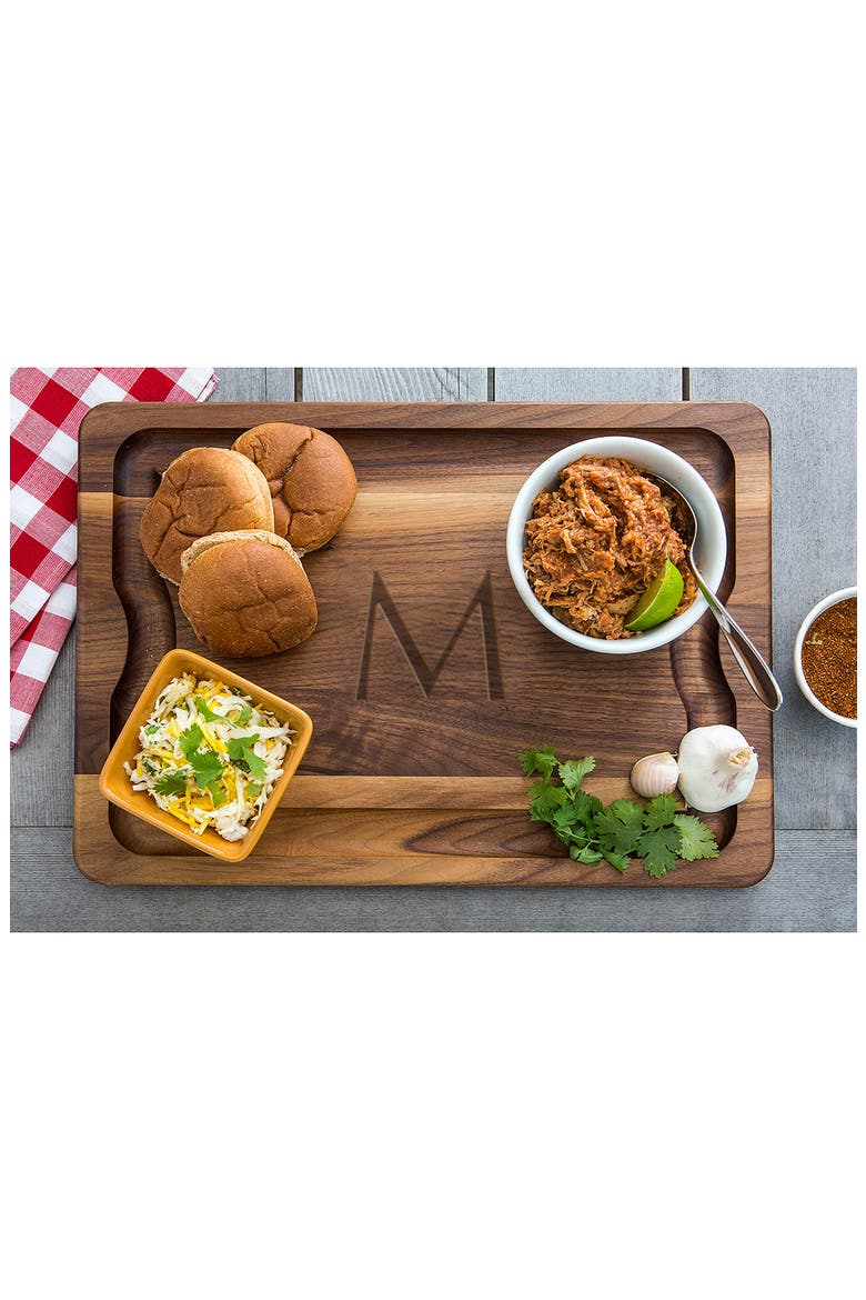 Monogrammed Walnut BBQ Serving Board, Alternate, color, N