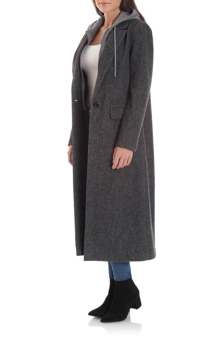 Avec Les Filles Moto Wool Blend Coat with Removable Hooded Bib, Alternate, color, 