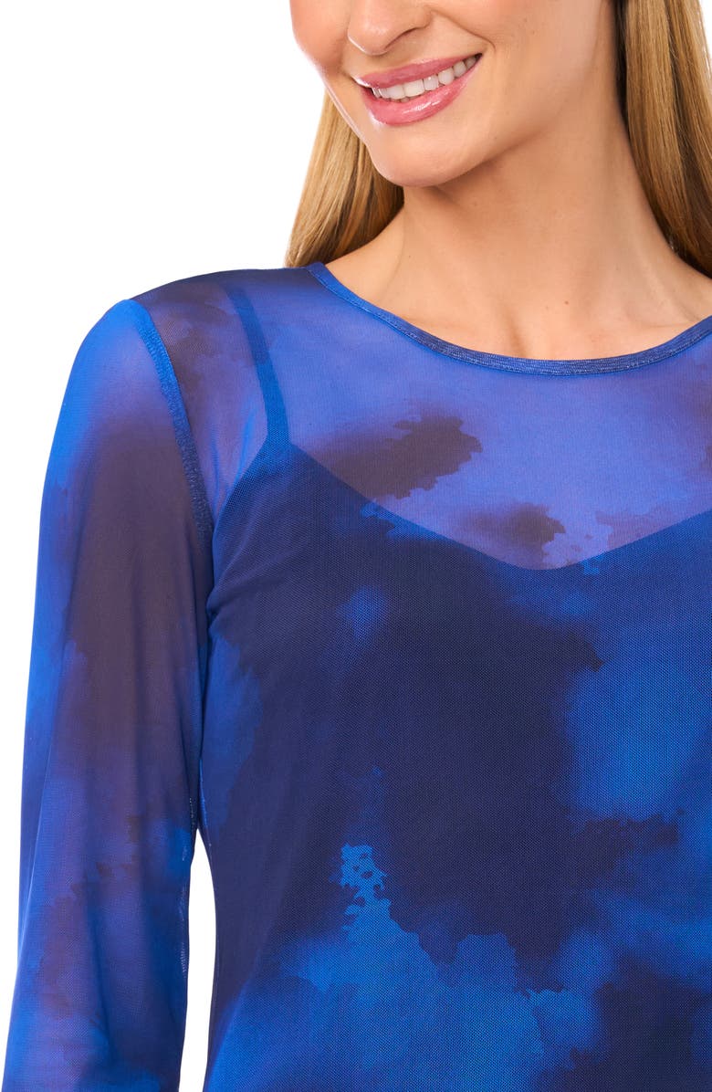 Halogen<sup>®</sup> Dye Long Sleeve Mesh Shirt, Alternate, color, Opulant Blue