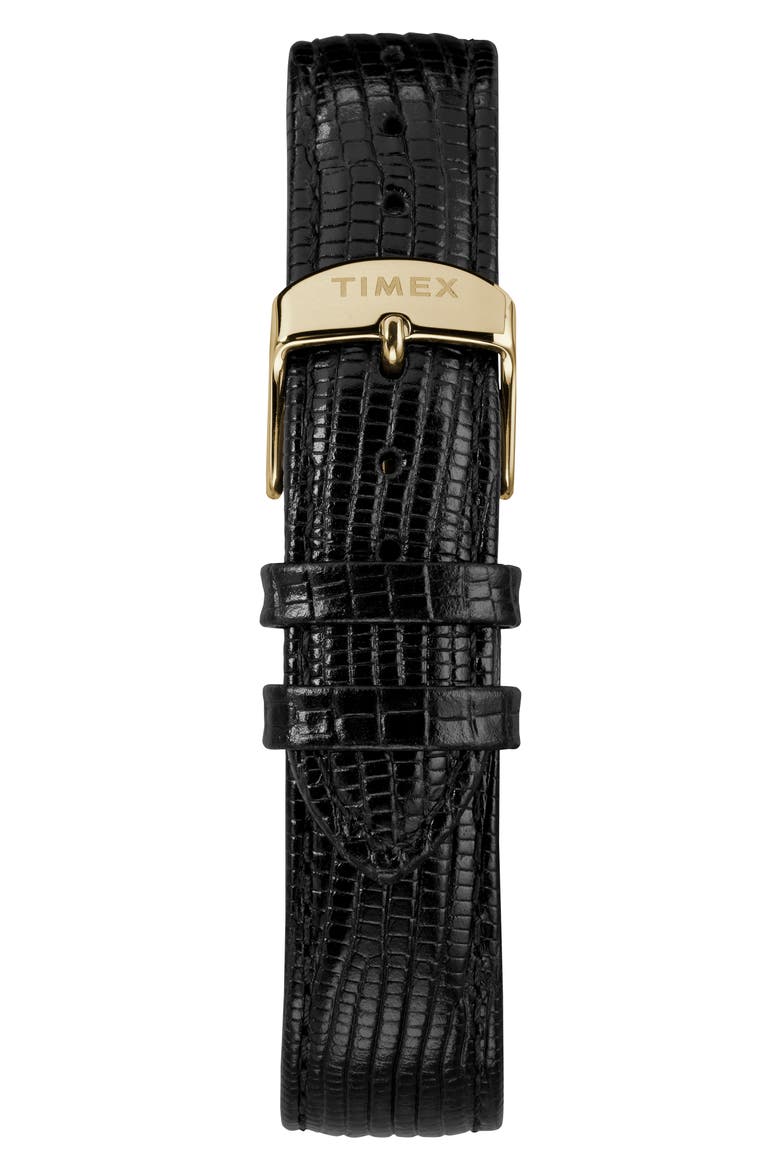 Marlin Leather Strap Watch, 34mm, Alternate, color, BLACK/ SILVER SUNRAY/ GOLD