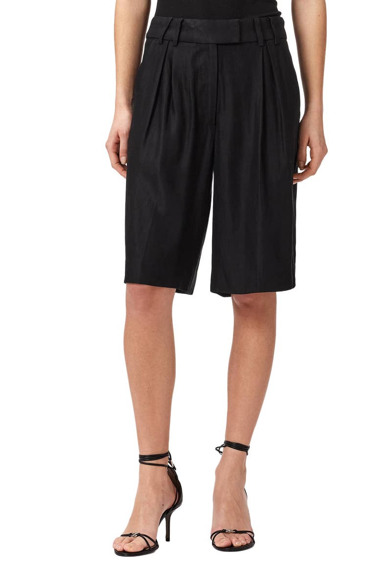 Charley Pleated Shorts, Main, color, BLACK