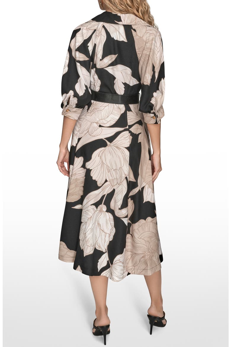 Floral Belted Shirtdress, Alternate, color, BLACK/ FAWN MULTI (H5N)