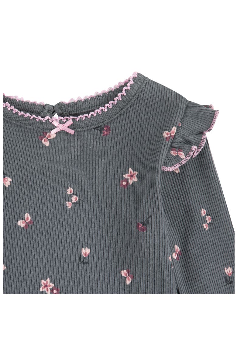 Floral Organic Cotton Bodysuit, Pants & Headband Set, Alternate, color, HUGGIES LAVA SMOKE
