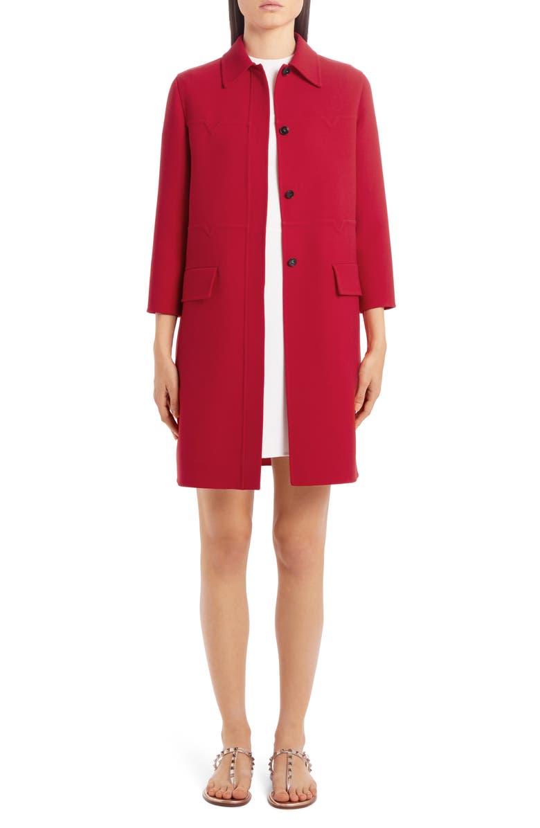 Valentino Logo Embossed Wool Topper, Alternate, color, 