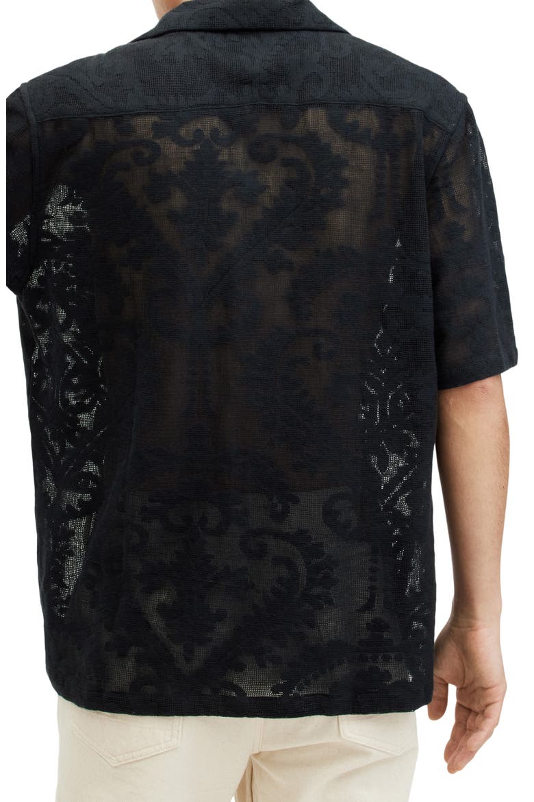 Cerrito Relaxed Fit Lace Camp Shirt, Alternate, color, JET BLACK