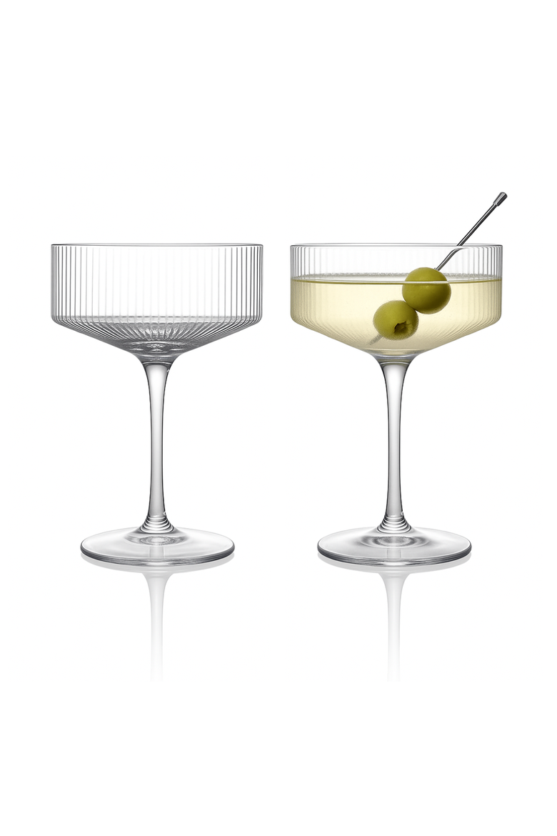 Clear Ribbed Martini Coupe Glass 9.5oz - Set of 6, Main, color, Clear