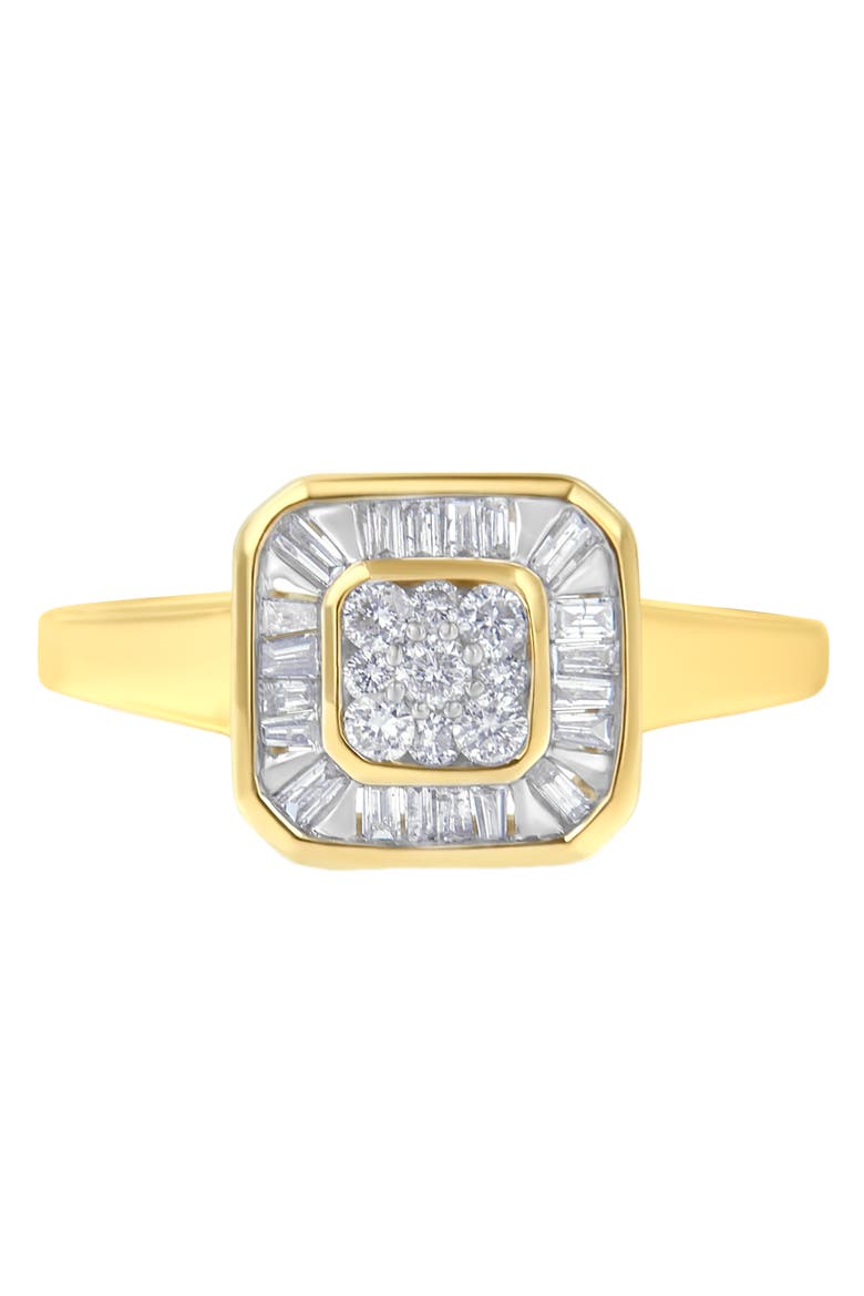 10K Yellow Gold 1/2 Cttw Diamond Square Cocktail Ring, Main, color, Yellow Gold
