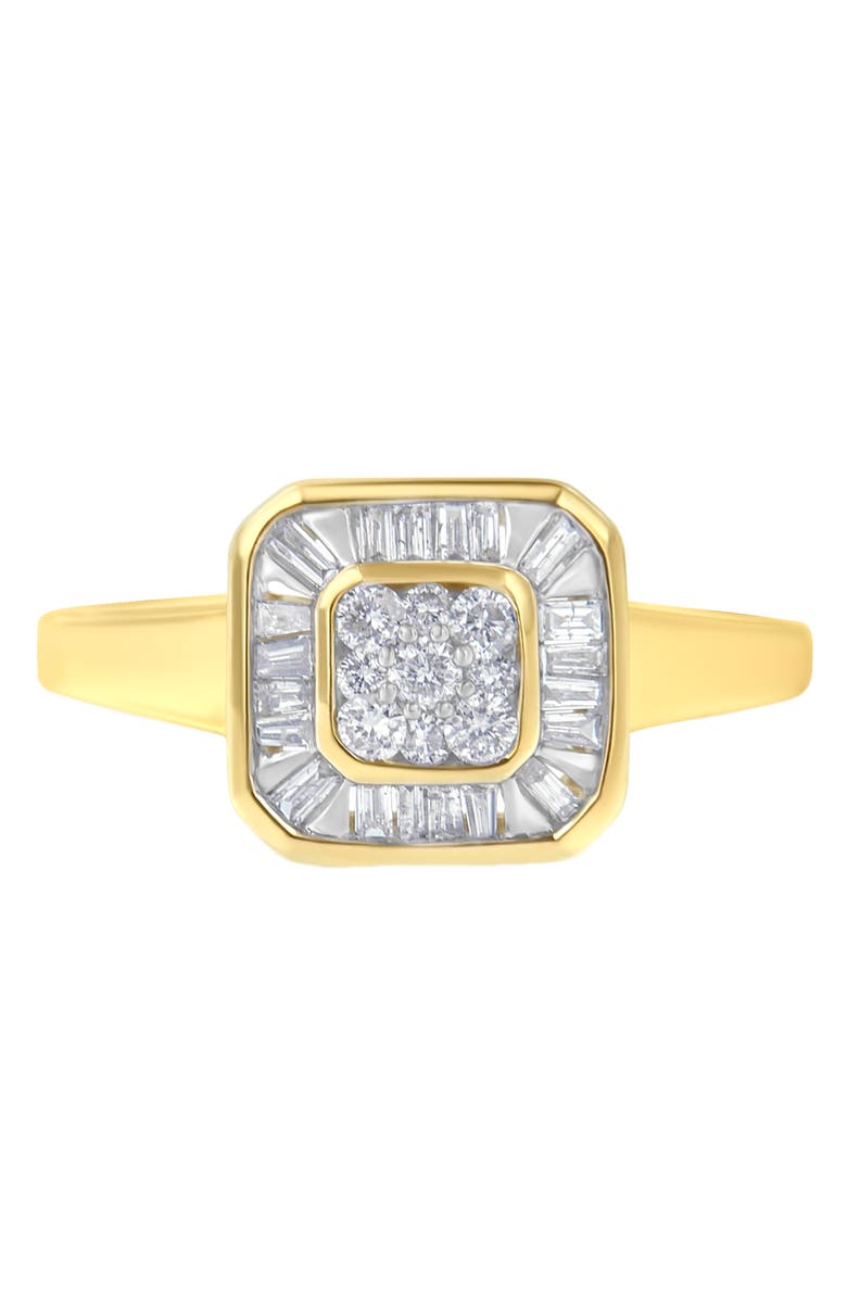 Haus of Brilliance 10K Yellow Gold 1/2 Cttw Diamond Square Cocktail Ring, Main, color, Yellow Gold