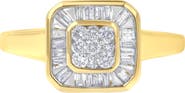 Haus of Brilliance 10K Yellow Gold 1/2 Cttw Diamond Square Cocktail Ring