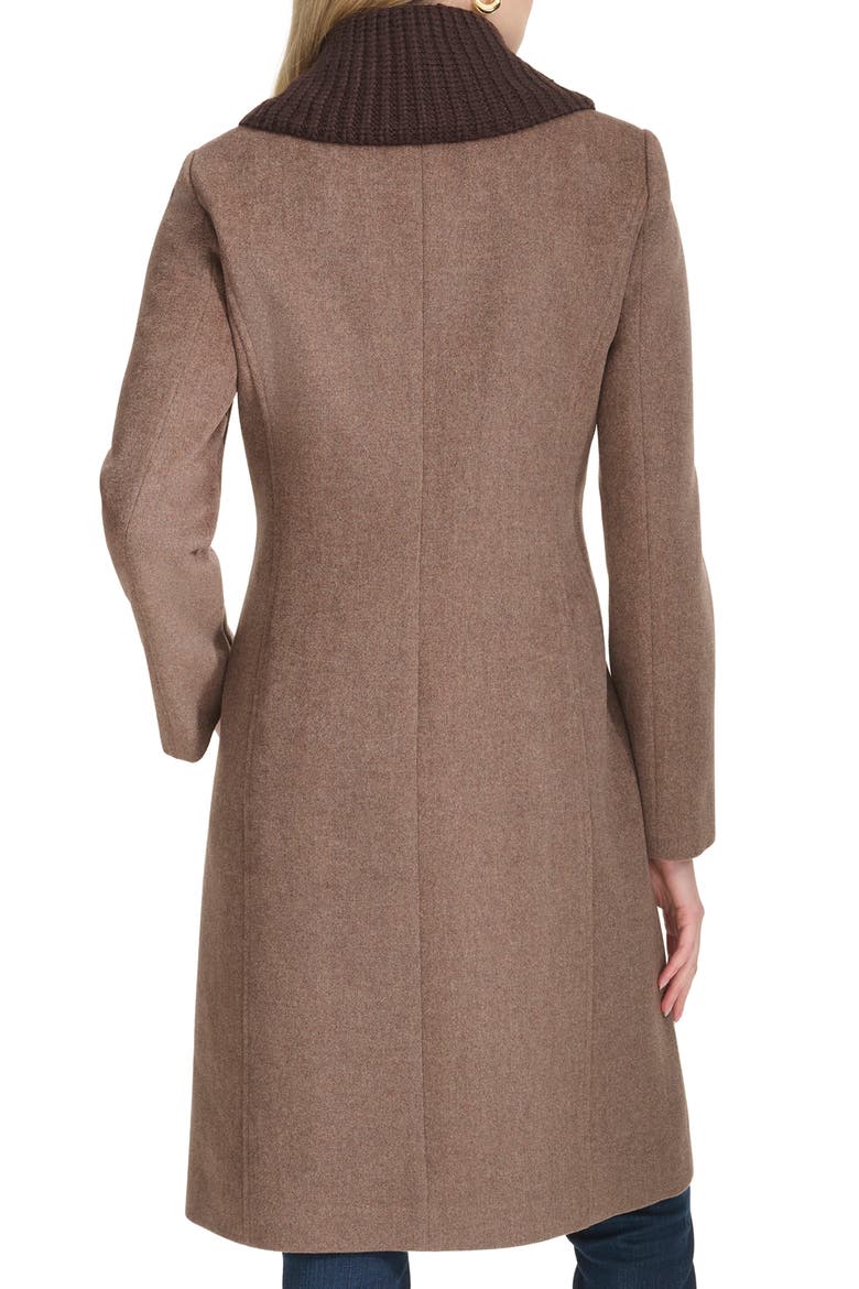 Slick Shawl Lapel Mixed Media Wool Blend Coat, Alternate, color, PORTOBELLO
