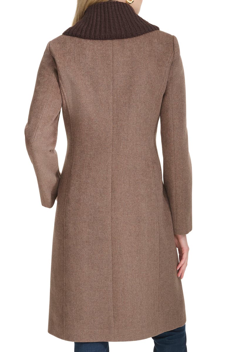 Cole Haan Signature Slick Shawl Lapel Mixed Media Wool Blend Coat, Alternate, color, Portobello