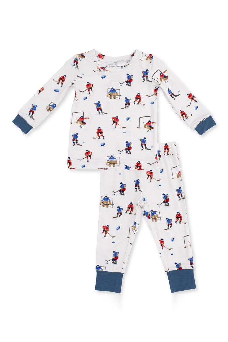 Kids' Hockey Fitted Two-Piece Pajamas, Main, color, GRAY