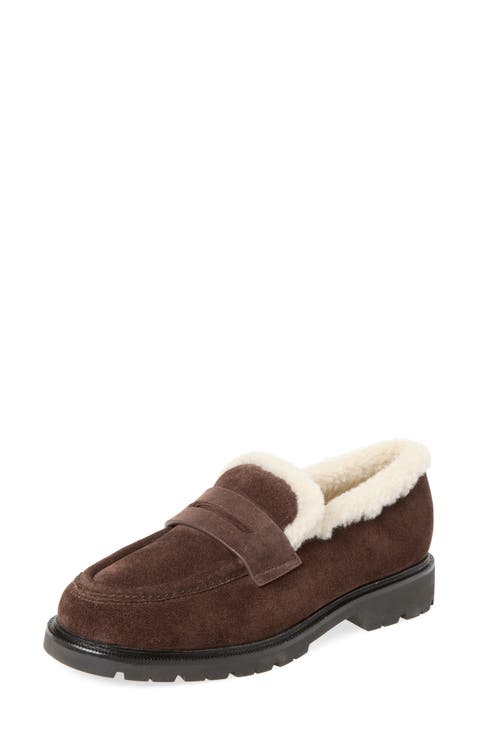 Siena Genuine Shearling Lined Lugged Penny Loafer