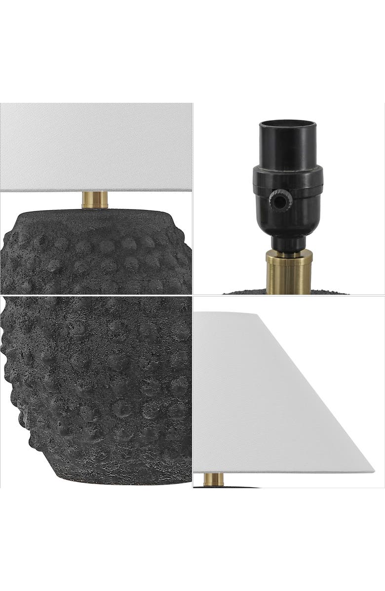 JONATHAN Y Effie 18.25" Minimalist Scandinavian Ceramic/Iron Hobnail LED Table Lamp, Alternate, color, Matte Black