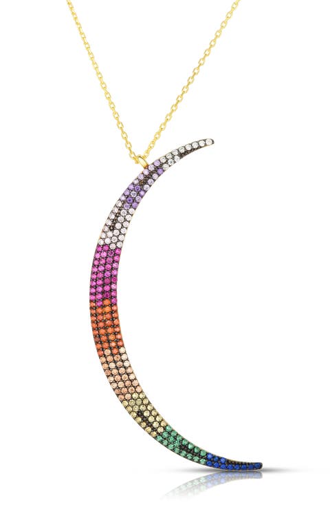 Crystal Crescent Moon Pendant Necklace