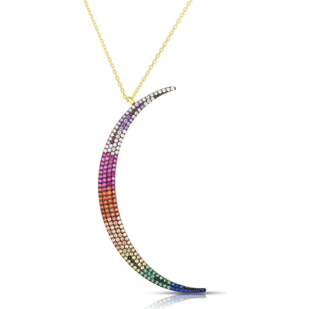 Sphera Milano Crystal Crescent Moon Pendant Necklace In Multi
