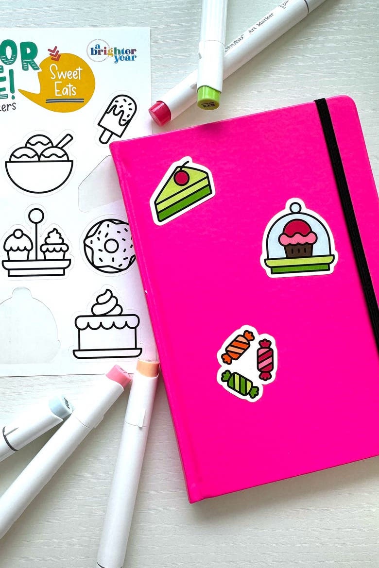 Color Your Own Sticker Pages, Alternate, color, Fun Eats