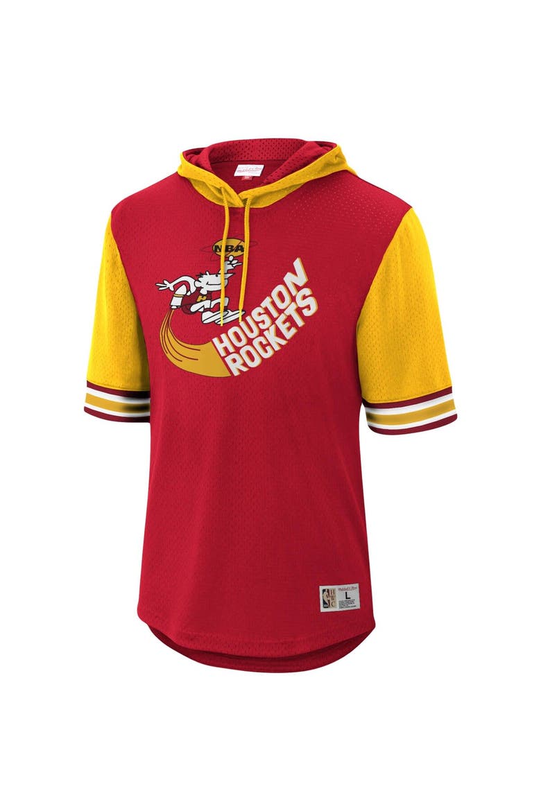 Men's Mitchell & Ness Red Houston Rockets Hardwood Classics Buzzer Beater Mesh Pullover Hoodie, Alternate, color, Red
