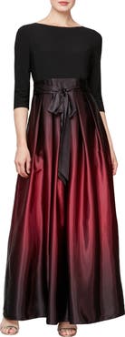 SL FASHIONS Tie Waist Ombrè Skirt Gown